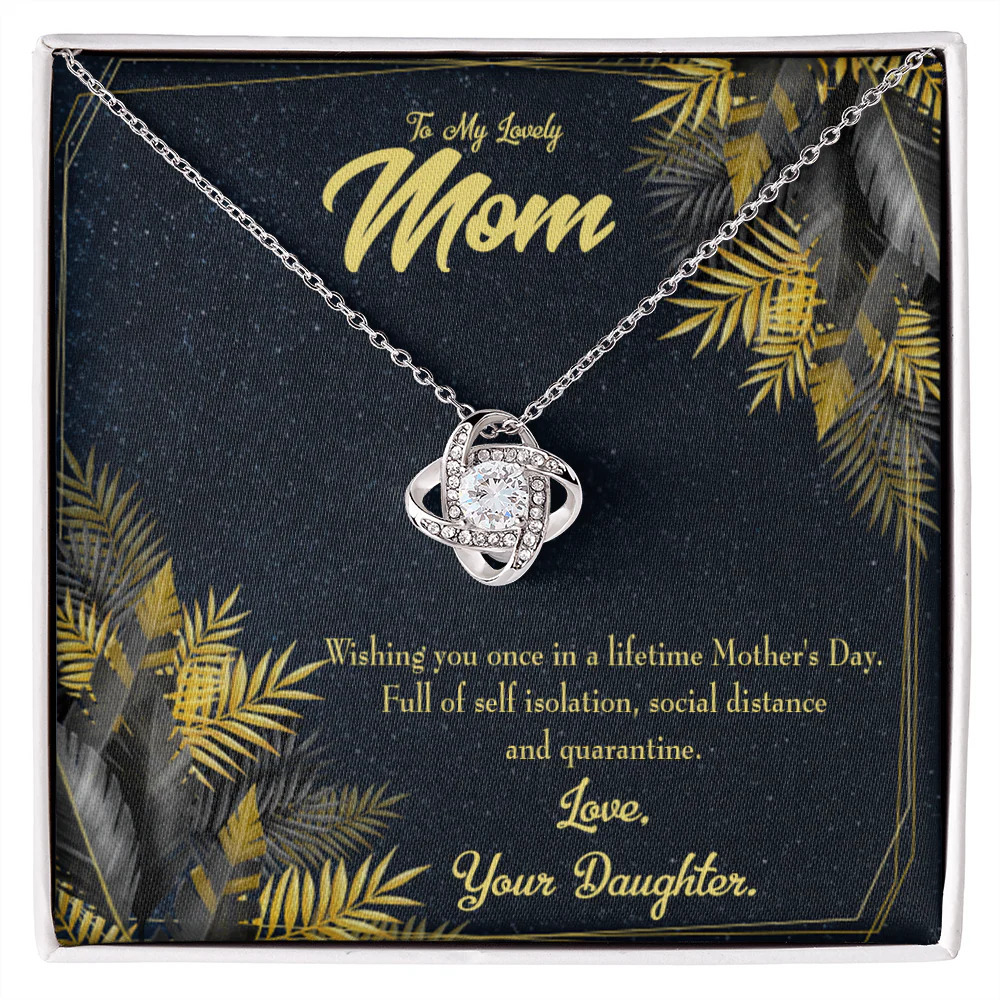 Daughter Mom Loves You Infinity Knot Cz Necklace Silver Tone Standard Box